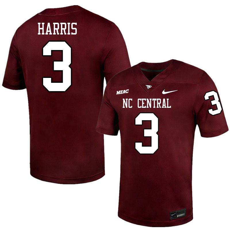 North Carolina Central Eagles #3 Walker Harris College Football Jerseys,Uniforms Stitched-Maroon
